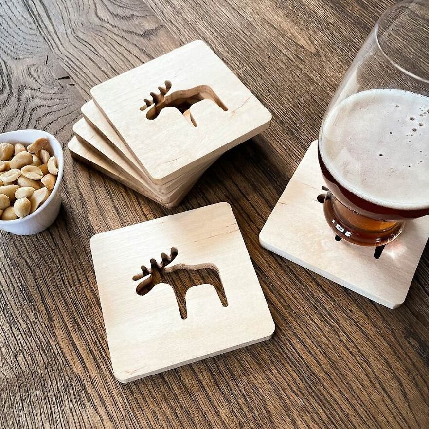 Intra απο ξύλο plywood 3mm-4mm πάχος – Σουβέρ για ποτό Moose 12x15 cm INTRAVECTRY-MY543814