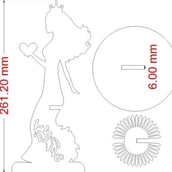 Intra απο ξύλο plywood 3mm-4mm πάχος – Στεφμένη νύφη με θήκη χαρτοπετσέτας καρδιάς 40x40 cm INTRAVECTRY-MY543439 - Image 3