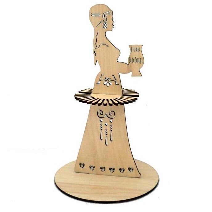 Intra απο ξύλο plywood 3mm-4mm πάχος – Παραδοσιακό κορίτσι με ξύλο θήκης χαρτοπετσέτας κανάτας 25x30 cm INTRAVECTRY-MY542849