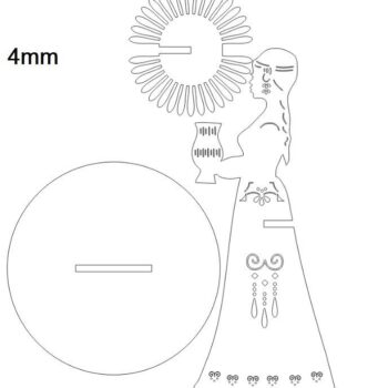 Intra απο ξύλο plywood 3mm-4mm πάχος – Παραδοσιακό κορίτσι με ξύλο θήκης χαρτοπετσέτας κανάτας 12x15 cm INTRAVECTRY-MY557712 - Image 3