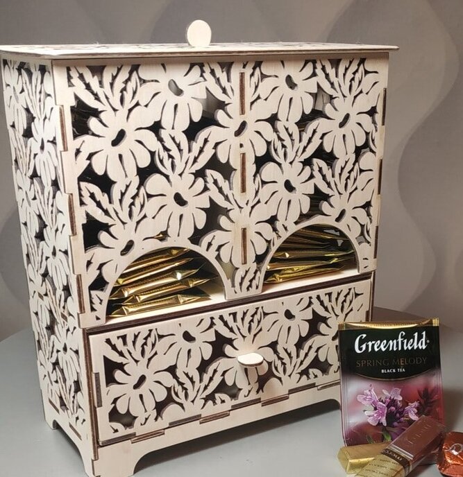 Intra απο ξύλο plywood 3mm-4mm πάχος – Ντουλάπι δοσομετρητή για φακελάκια τσαγιού 12x15 cm INTRAVECTRY-MY560337