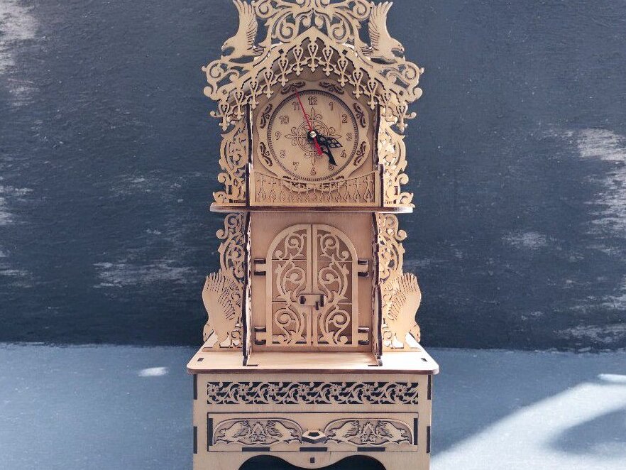 Intra απο ξύλο plywood 3mm-4mm πάχος – Ξυλογλυπτικό ρολόι 15x20 cm INTRAVECTRY-MY557079