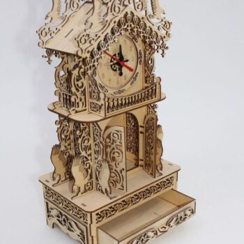 Intra απο ξύλο plywood 3mm-4mm πάχος – Ξυλογλυπτικό ρολόι 25x25 cm INTRAVECTRY-MY542866 - Image 3