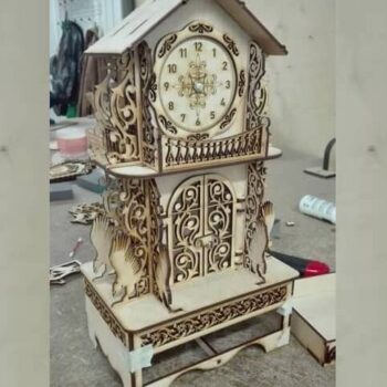 Intra απο ξύλο plywood 3mm-4mm πάχος – Ξυλογλυπτικό ρολόι 25x25 cm INTRAVECTRY-MY542866 - Image 4