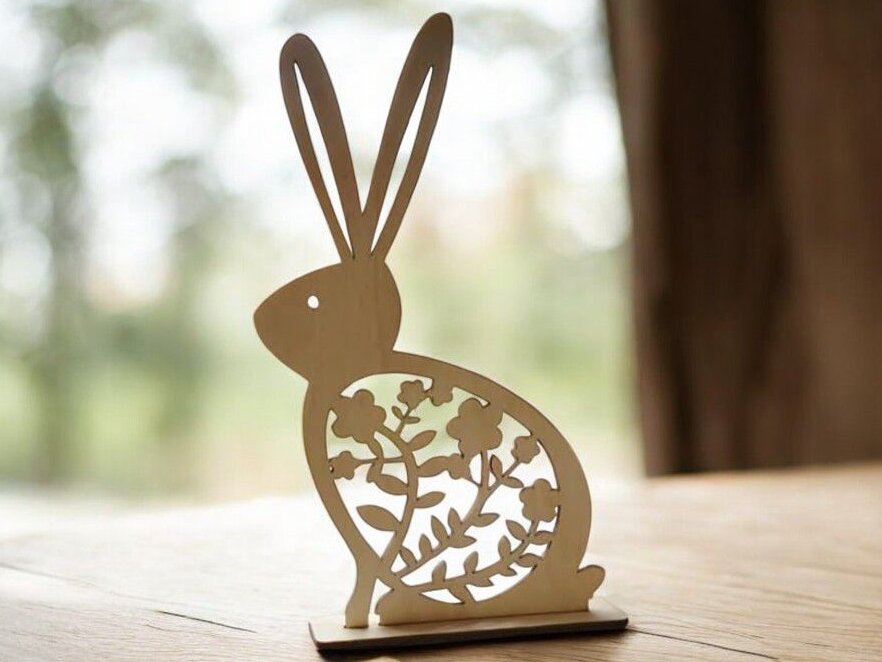 Intra απο ξύλο plywood 3mm-4mm πάχος – Διακόσμηση Κεντρικού Τραπεζιού Ανοιξιάτικο Κουνέλι 40x40 cm INTRAVECTRY-MY547009