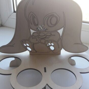 Intra απο ξύλο plywood 3mm-4mm πάχος – Στάση αυγών με χαραγμένο Πάσχα Λαγουδάκι για 4 Αυγά 30x35 cm INTRAVECTRY-MY552395 - Image 2