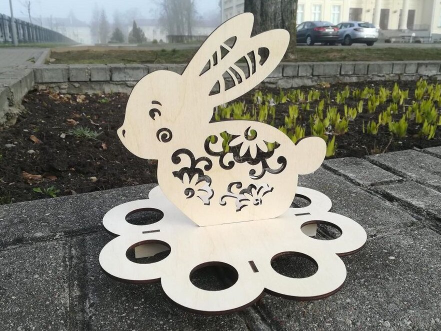 Intra απο ξύλο plywood 3mm-4mm πάχος – Διακοσμητικό ξύλο αυγοθήκης πασχαλινό λαγουδάκι 20x25 cm INTRAVECTRY-MY542926