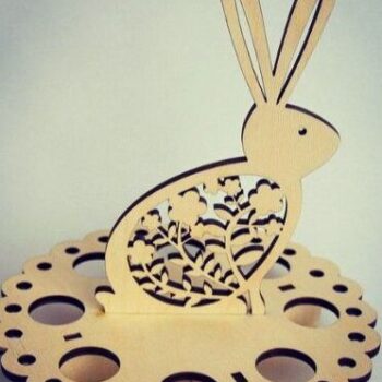 Intra απο ξύλο plywood 3mm-4mm πάχος – Πασχαλινός δίσκος αυγοθήκης κουνελιού 12x15 cm INTRAVECTRY-MY542927 - Image 1