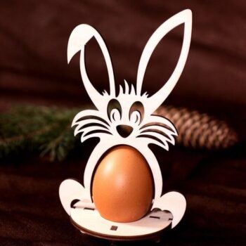 Intra απο ξύλο plywood 3mm-4mm πάχος – Πασχαλινό λαγουδάκι με θήκη για ένα αυγό 25x25 cm INTRAVECTRY-MY554429 - Image 1