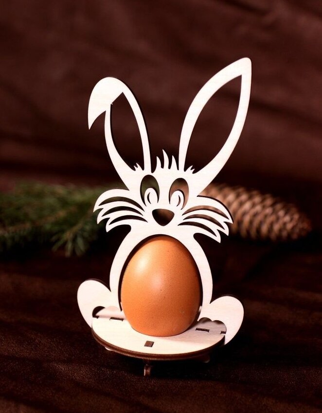 Intra απο ξύλο plywood 3mm-4mm πάχος – Πασχαλινό λαγουδάκι με θήκη για ένα αυγό 50x60 cm INTRAVECTRY-MY542931