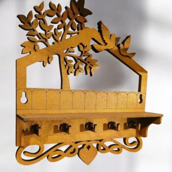 Intra απο ξύλο plywood 3mm-4mm πάχος – Ράφι εισόδου με γάντζους για κλειδί 40x40 cm INTRAVECTRY-MY542941 - Image 1