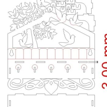 Intra απο ξύλο plywood 3mm-4mm πάχος – Ράφι εισόδου με γάντζους για κλειδί 40x40 cm INTRAVECTRY-MY542941 - Image 3