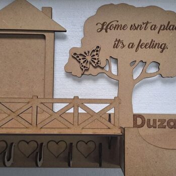 Intra απο ξύλο plywood 3mm-4mm πάχος – Θέμα σπιτιού με κλειδοθήκη για κορνίζα 40x40 cm INTRAVECTRY-MY553862 - Image 3