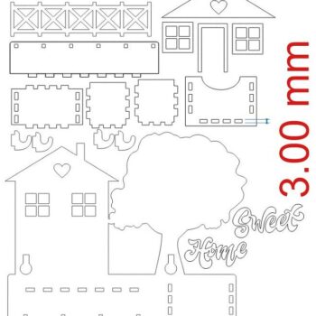 Intra απο ξύλο plywood 3mm-4mm πάχος – Θέμα σπιτιού με κλειδοθήκη για κορνίζα 40x40 cm INTRAVECTRY-MY553862 - Image 4