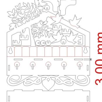Intra απο ξύλο plywood 3mm-4mm πάχος – Επιτοίχια κλειδοθήκη με δέντρο και πουλιά 50x60 cm INTRAVECTRY-MY560137 - Image 3