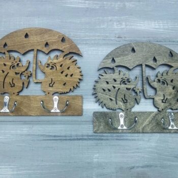 Intra απο ξύλο plywood 3mm-4mm πάχος – Hedgehogs κλειδοθήκη για ξύλο τοίχου 10x10 cm INTRAVECTRY-MY542951 - Image 2