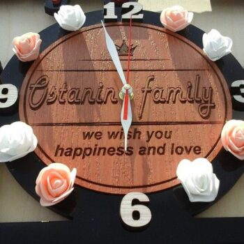 Intra απο ξύλο plywood 3mm-4mm πάχος – Εξατομικευμένη οικογενειακή κορνίζα με ρολόι 10x10 cm INTRAVECTRY-MY551604 - Image 3