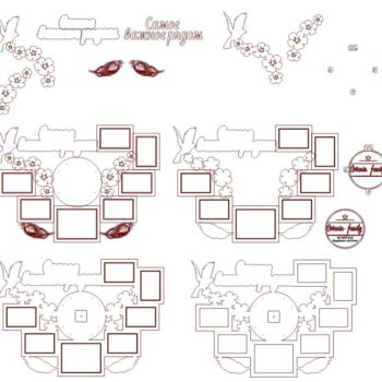 Intra απο ξύλο plywood 3mm-4mm πάχος – Εξατομικευμένη οικογενειακή κορνίζα με ρολόι 10x10 cm INTRAVECTRY-MY551604 - Image 4