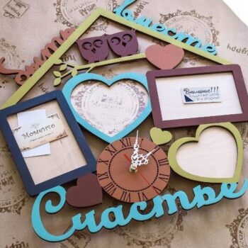 Intra απο ξύλο plywood 3mm-4mm πάχος – Οικογενειακή κορνίζα με ρολόι 20x25 cm INTRAVECTRY-MY551930 - Image 1