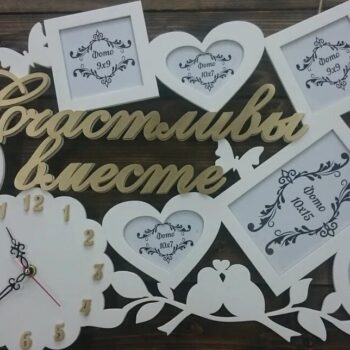 Intra απο ξύλο plywood 3mm-4mm πάχος – Happy Together Οικογενειακή κορνίζα με ρολόι 25x25 cm INTRAVECTRY-MY542977 - Image 1