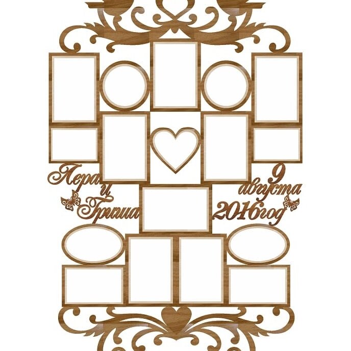 Intra απο ξύλο plywood 3mm-4mm πάχος – ξύλο κορνίζας για μεγάλο οικογενειακό κολάζ 40x40 cm INTRAVECTRY-MY542985