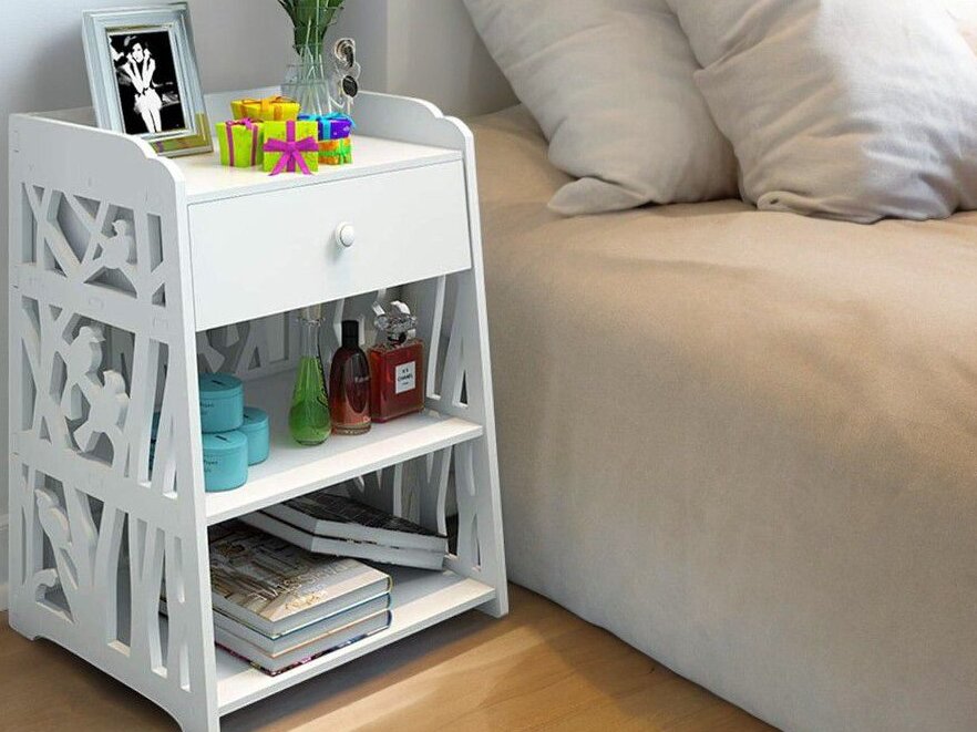 Intra απο ξύλο plywood 3mm-4mm πάχος – Ντουλάπα αποθήκευσης κομοδίνου με ένα συρτάρι 40x45 cm INTRAVECTRY-MY543025