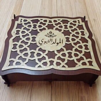 Intra απο ξύλο plywood 3mm-4mm πάχος – Ισλαμικό ξύλινο κουτί δώρου 25x25 cm INTRAVECTRY-MY545916 - Image 1