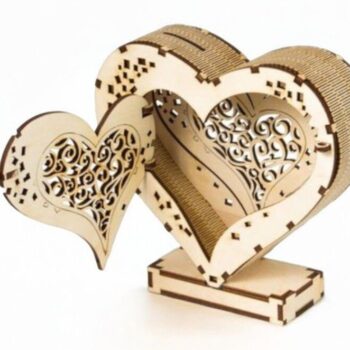 Intra απο ξύλο plywood 3mm-4mm πάχος – Ξύλινο κουτί καρδιών με κλειδαριά 15x20 cm INTRAVECTRY-MY543049 - Image 1