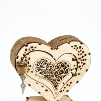 Intra απο ξύλο plywood 3mm-4mm πάχος – Ξύλινο κουτί καρδιών με κλειδαριά 15x20 cm INTRAVECTRY-MY543049 - Image 2