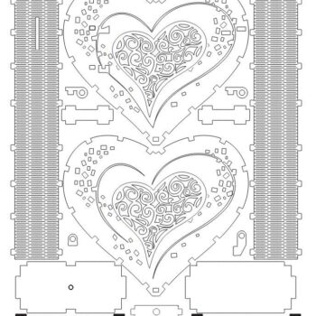 Intra απο ξύλο plywood 3mm-4mm πάχος – Ξύλινο κουτί καρδιών με κλειδαριά 15x20 cm INTRAVECTRY-MY543049 - Image 3