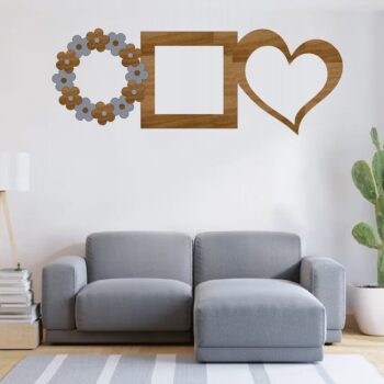 Intra απο ξύλο plywood 3mm-4mm πάχος – ξύλο οικογενειακής κορνίζας για την καρδιά και το στεφάνι 15x20 cm INTRAVECTRY-MY543064 - Image 1