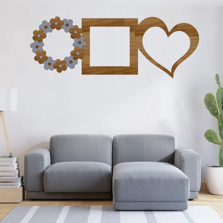 Intra απο ξύλο plywood 3mm-4mm πάχος – ξύλο οικογενειακής κορνίζας για την καρδιά και το στεφάνι 40x40 cm INTRAVECTRY-MY552928