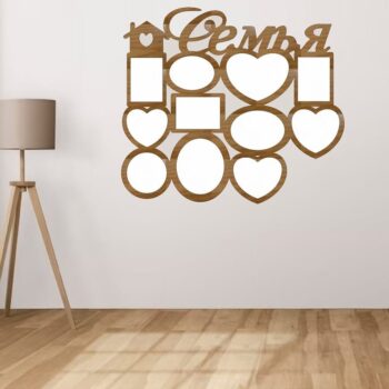 Intra απο ξύλο plywood 3mm-4mm πάχος – ξύλο οικογενειακής κορνίζας κολάζ πολλαπλών σχημάτων 40x40 cm INTRAVECTRY-MY556971 - Image 1