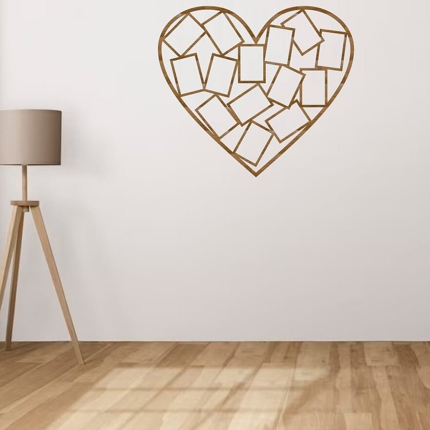 Intra απο ξύλο plywood 3mm-4mm πάχος – ξύλο καρέ κολάζ φωτογραφιών σχήμα καρδιάς 25x30 cm INTRAVECTRY-MY558572