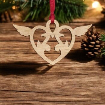 Intra απο ξύλο plywood 3mm-4mm πάχος – Αναμνηστικό στολίδι φτερών καρδιάς 30x35 cm INTRAVECTRY-MY559613 - Image 1