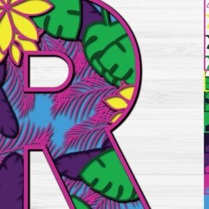 Intra απο ξύλο plywood 3mm-4mm πάχος – Summer Letter R Paper Cut Δίασταση  20x20 cm INTRAFABR-31293855