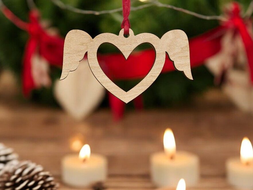 Intra απο ξύλο plywood 3mm-4mm πάχος – Στολίδι με φτερά αγγέλου 25x25 cm INTRAVECTRY-MY550721