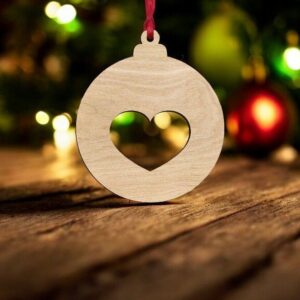 Intra απο ξύλο plywood 3mm-4mm πάχος – Χριστουγεννιάτικο δέντρο μπάλα με καρδιά 15x15 cm INTRAVECTRY-MY553230
