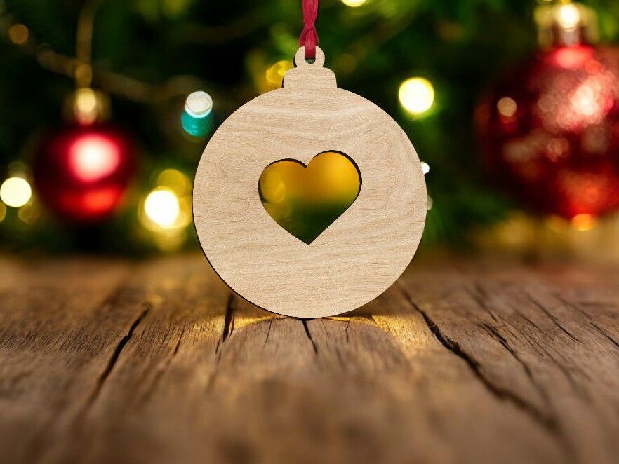 Intra απο ξύλο plywood 3mm-4mm πάχος – Χριστουγεννιάτικο μπιχλιμπίδι με καρδιά 20x25 cm INTRAVECTRY-MY546646