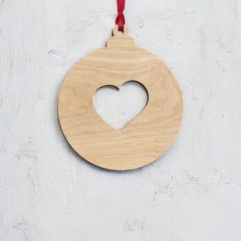 Intra απο ξύλο plywood 3mm-4mm πάχος – Χριστουγεννιάτικο μπιχλιμπίδι με καρδιά 50x60 cm INTRAVECTRY-MY545371 - Image 2