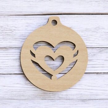 Intra απο ξύλο plywood 3mm-4mm πάχος – Καρδιά Χριστουγεννιάτικη μπάλα στολίδι 15x20 cm INTRAVECTRY-MY552780 - Image 1