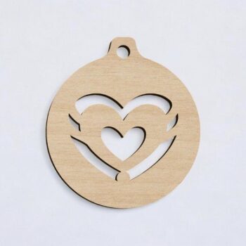 Intra απο ξύλο plywood 3mm-4mm πάχος – Καρδιά Χριστουγεννιάτικη μπάλα στολίδι 15x20 cm INTRAVECTRY-MY552780 - Image 2