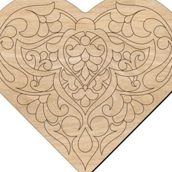 Intra απο ξύλο plywood 3mm-4mm πάχος – Χαραγμένη Καρδιά για Εραστές με ξύλο Floral Pattern 25x25 cm INTRAVECTRY-MY561298 - Image 1