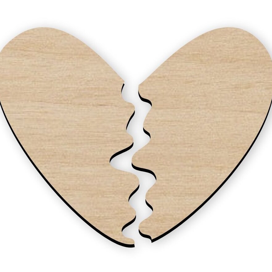 Intra απο ξύλο plywood 3mm-4mm πάχος – Ημιτελές ξύλο σχήματος χειροτεχνίας από ξύλο σπασμένης καρδιάς 25x30 cm INTRAVECTRY-MY543089