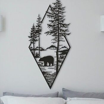 Intra απο ξύλο plywood 3mm-4mm πάχος – Bear and The Forest Wall Art 40x40 cm INTRAVECTRY-MY544081 - Image 1