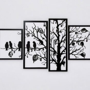 Intra απο ξύλο plywood 3mm-4mm πάχος – Tree and Birds Art Decor τοίχου 4 τεμαχίων 20x25 cm INTRAVECTRY-MY543414 - Image 3