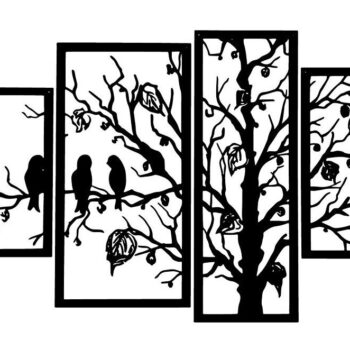 Intra απο ξύλο plywood 3mm-4mm πάχος – Tree and Birds Art Decor τοίχου 4 τεμαχίων 20x25 cm INTRAVECTRY-MY543414 - Image 4