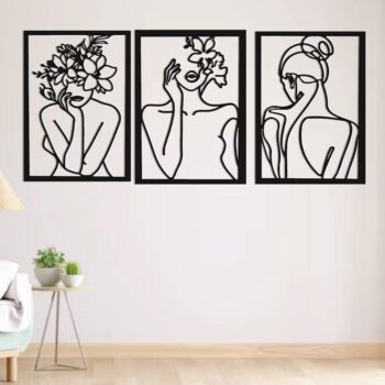 Intra απο ξύλο plywood 3mm-4mm πάχος – Μινιμαλιστική αφηρημένη τέχνη τοίχων γυναικών 15x15 cm INTRAVECTRY-MY543128 - Image 1