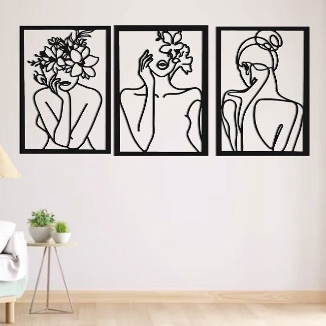 Intra απο ξύλο plywood 3mm-4mm πάχος – Μινιμαλιστική αφηρημένη τέχνη τοίχων γυναικών 30x35 cm INTRAVECTRY-MY544085