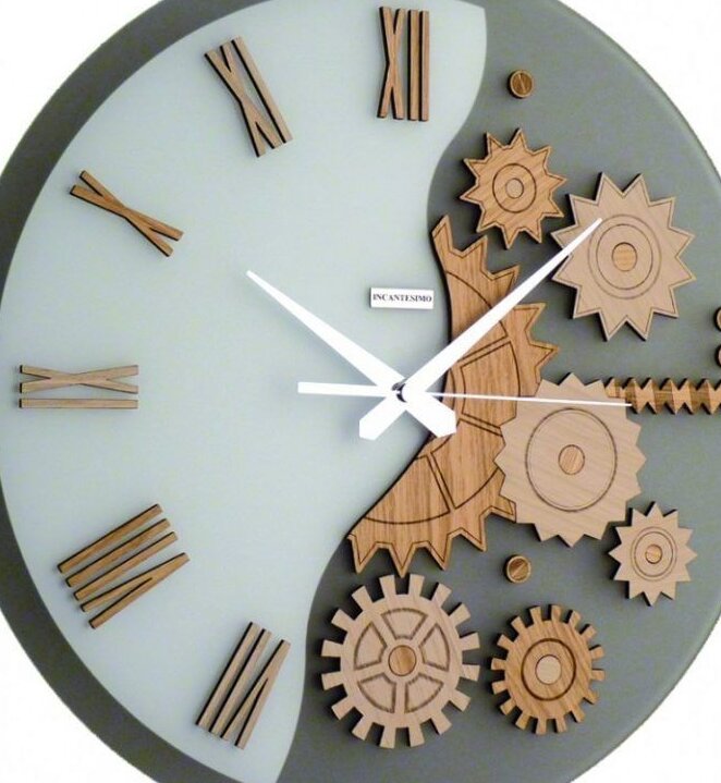 Intra απο ξύλο plywood 3mm-4mm πάχος – Ξύλινο ρολόι με γρανάζια 40x45 cm INTRAVECTRY-MY543129